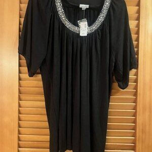 Black with rhinestone collar blouse